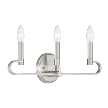 Designers Fountain Summit 20in 3-Light Brushed Nickel Modern Indoor Vanity Light with Candelabra-Style Curves D269C-3B-BN
